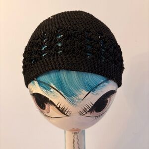 Elegant Black Crochet Beanie